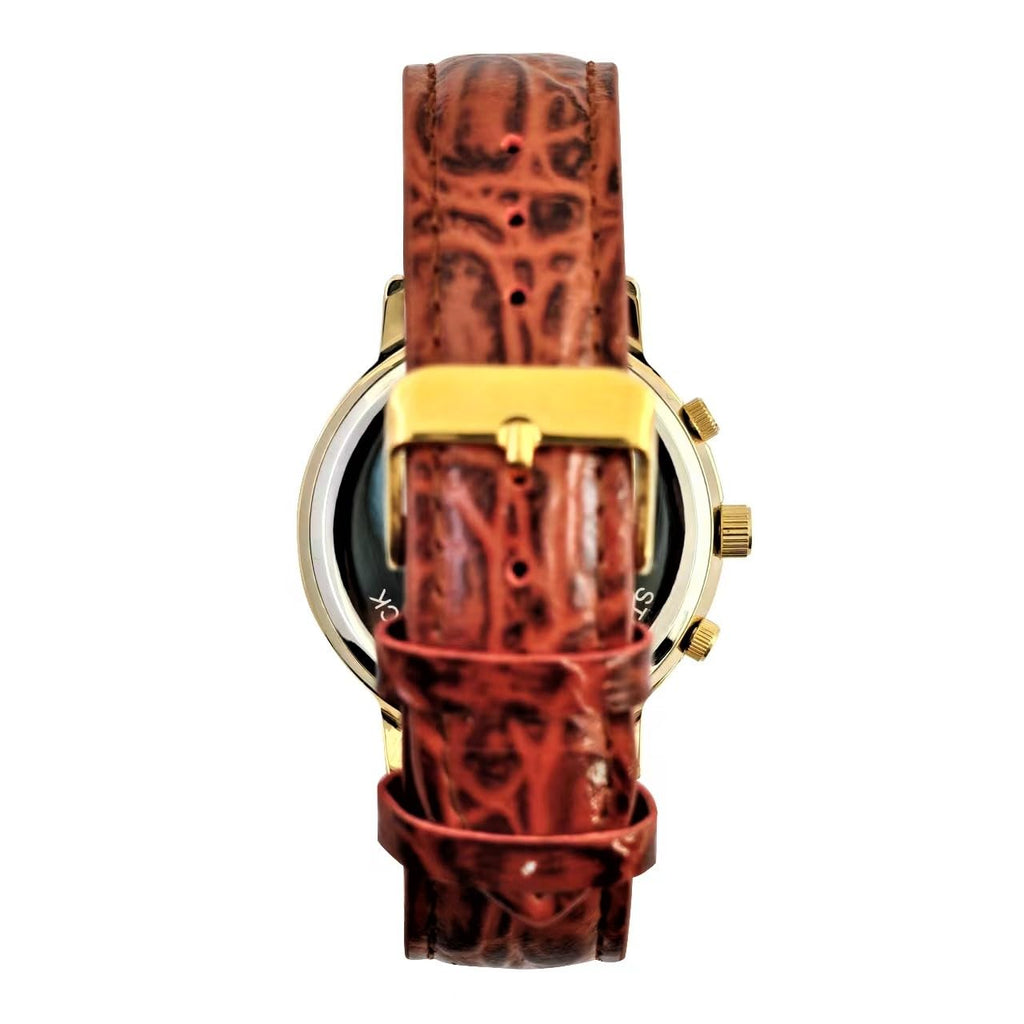 Gold Tone Leather Watch M225