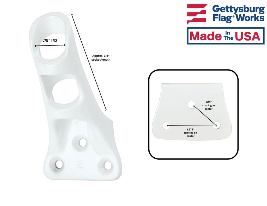 Cast Aluminum Bracket for .75" Outside Diameter Flagpoles in Silver L5465