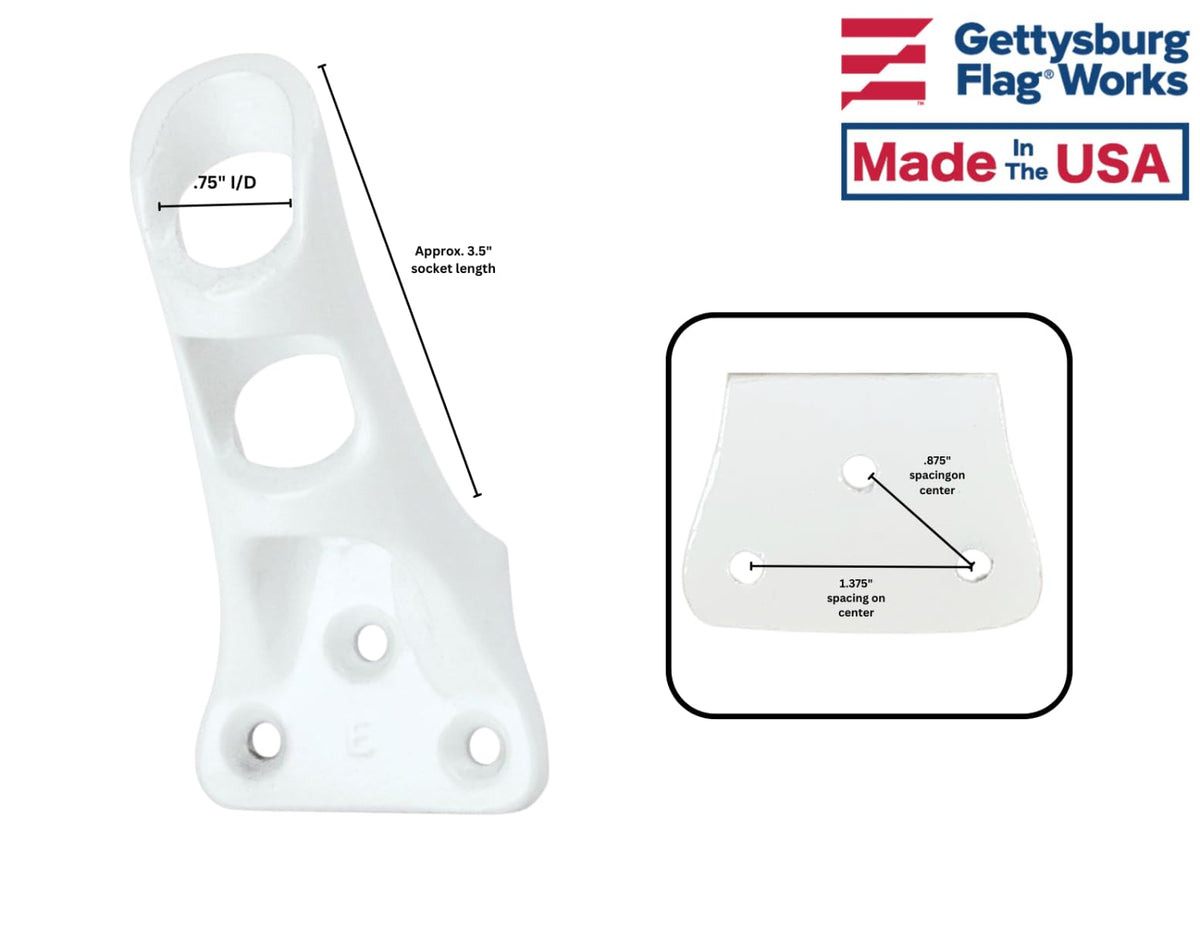 Cast Aluminum Bracket for .75" Outside Diameter Flagpoles in Silver L5465