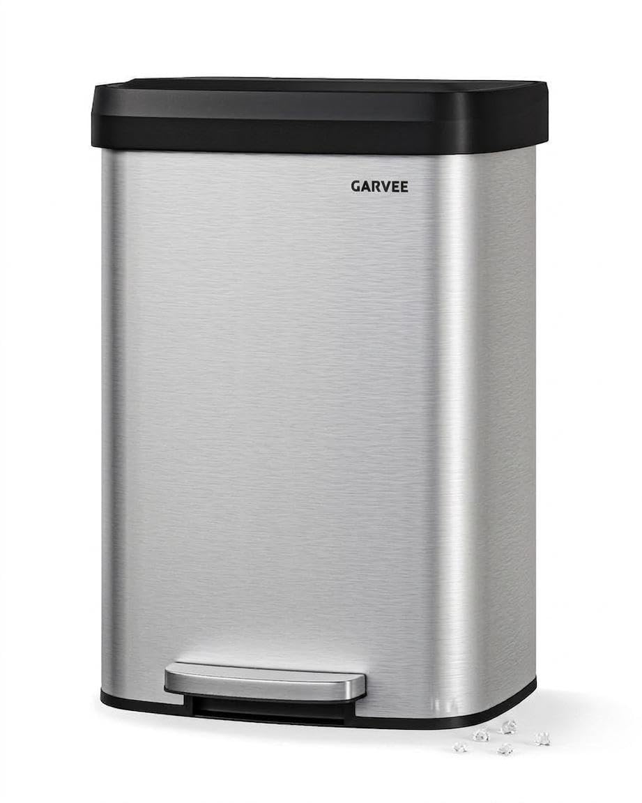 13 gal Stainless Steel Step-on Trash Can with Lid P1537