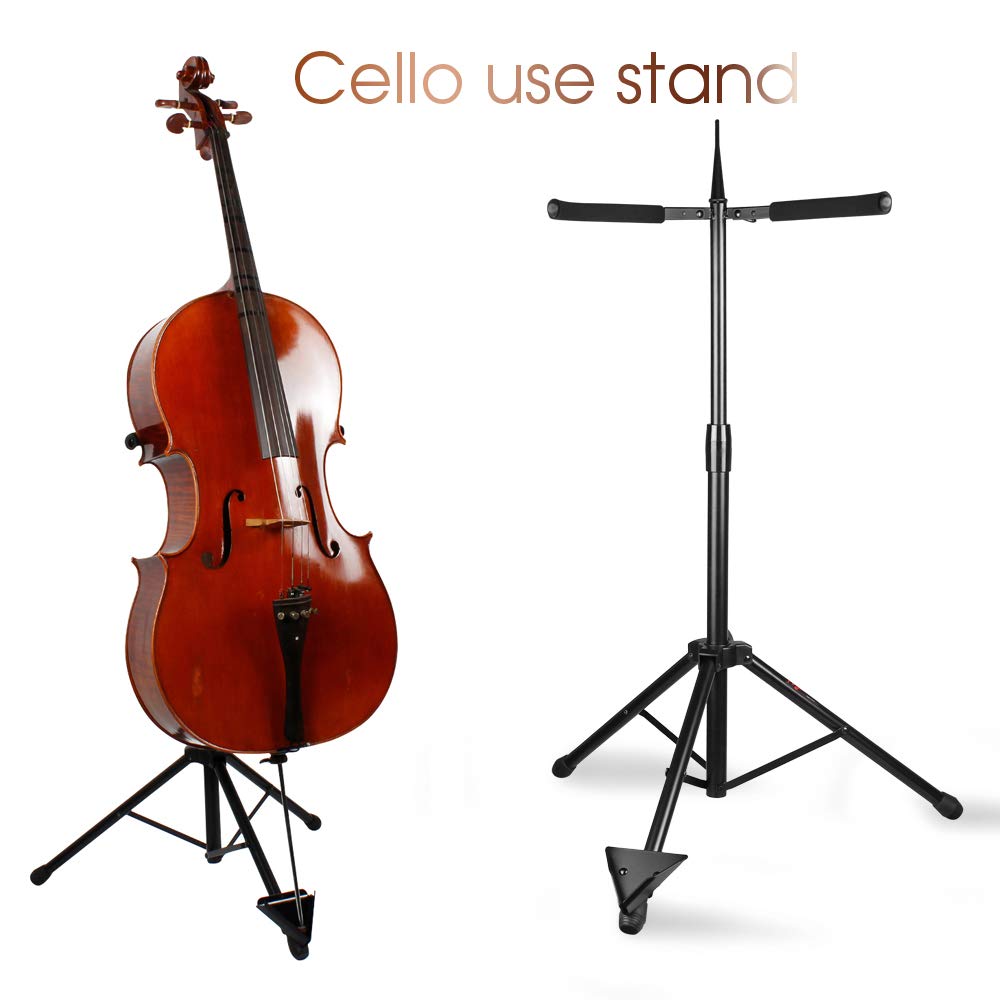 Adjustable Foldable Cello Stand with Bow Hook M5194