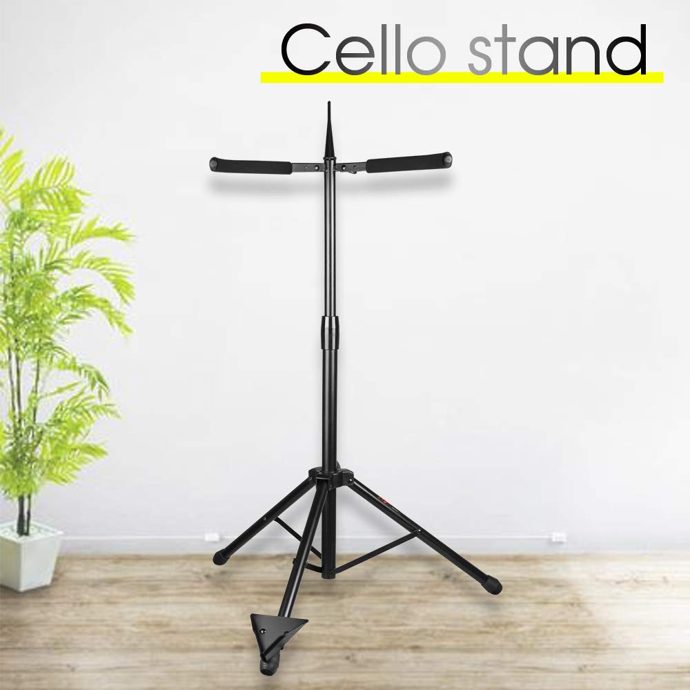 Adjustable Foldable Cello Stand with Bow Hook M5194