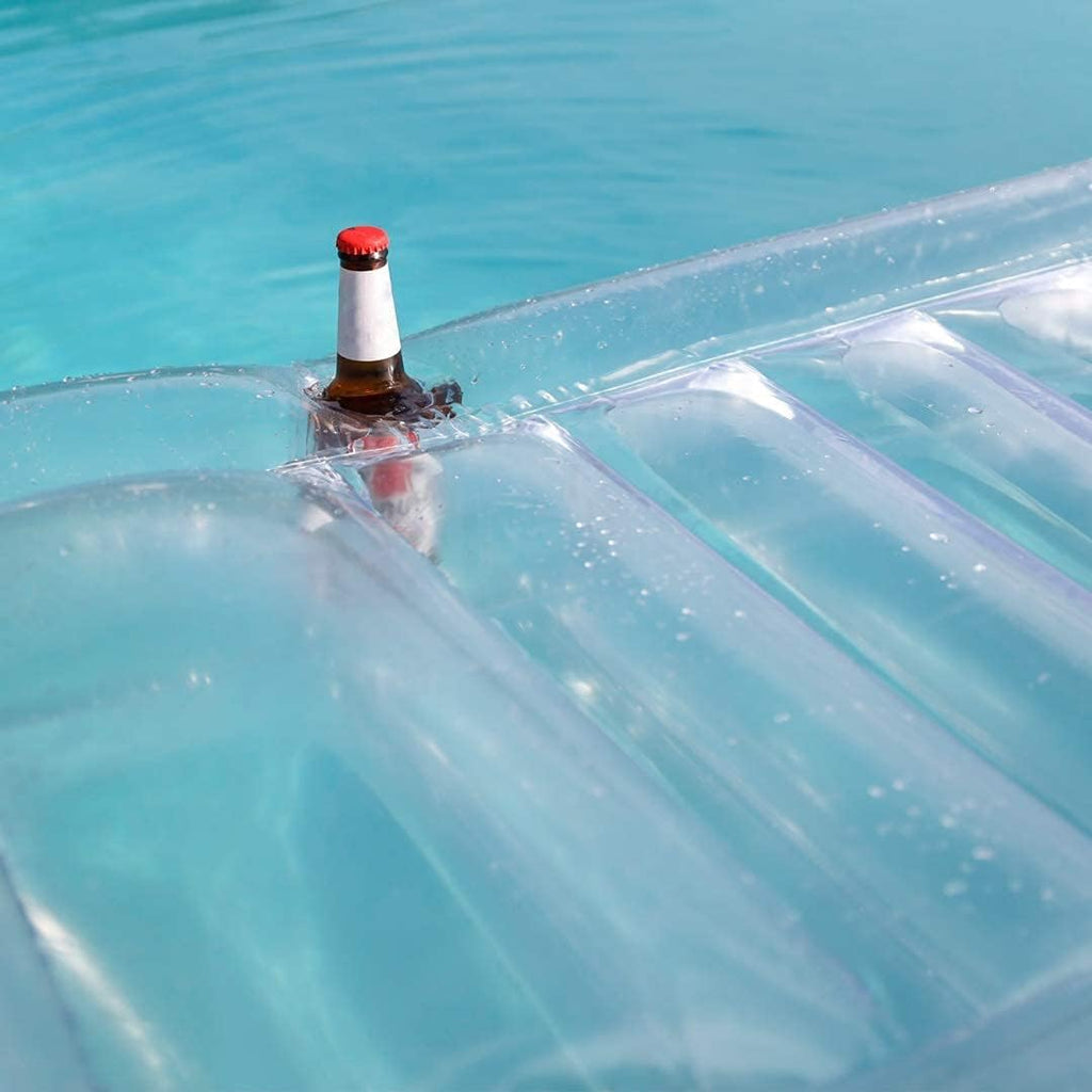 Transparent Inflatable Chaise Pool Float with Cup Holder I12258