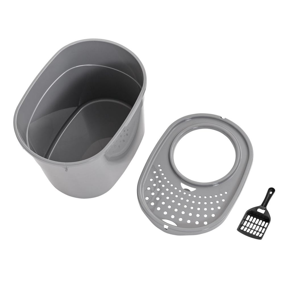 Large Top Entry Cat Litter Box with High Sides and Scoop A30614