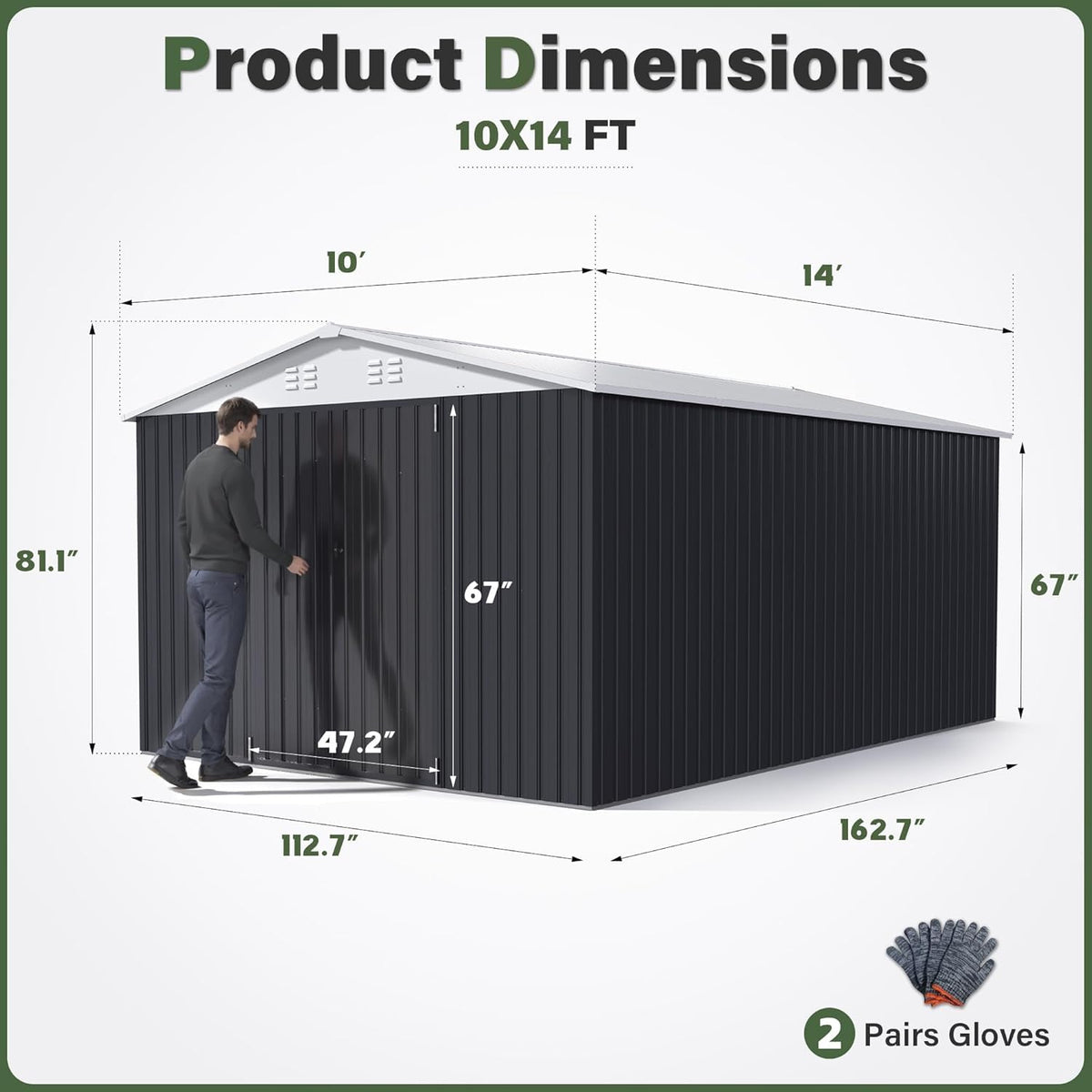 10x14 Outdoor Storage Metal Shed K157