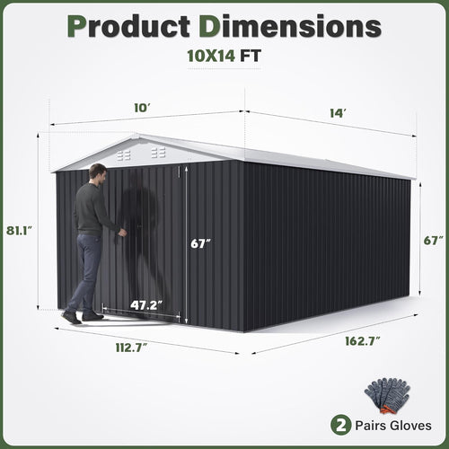10x14 Outdoor Storage Metal Shed K157