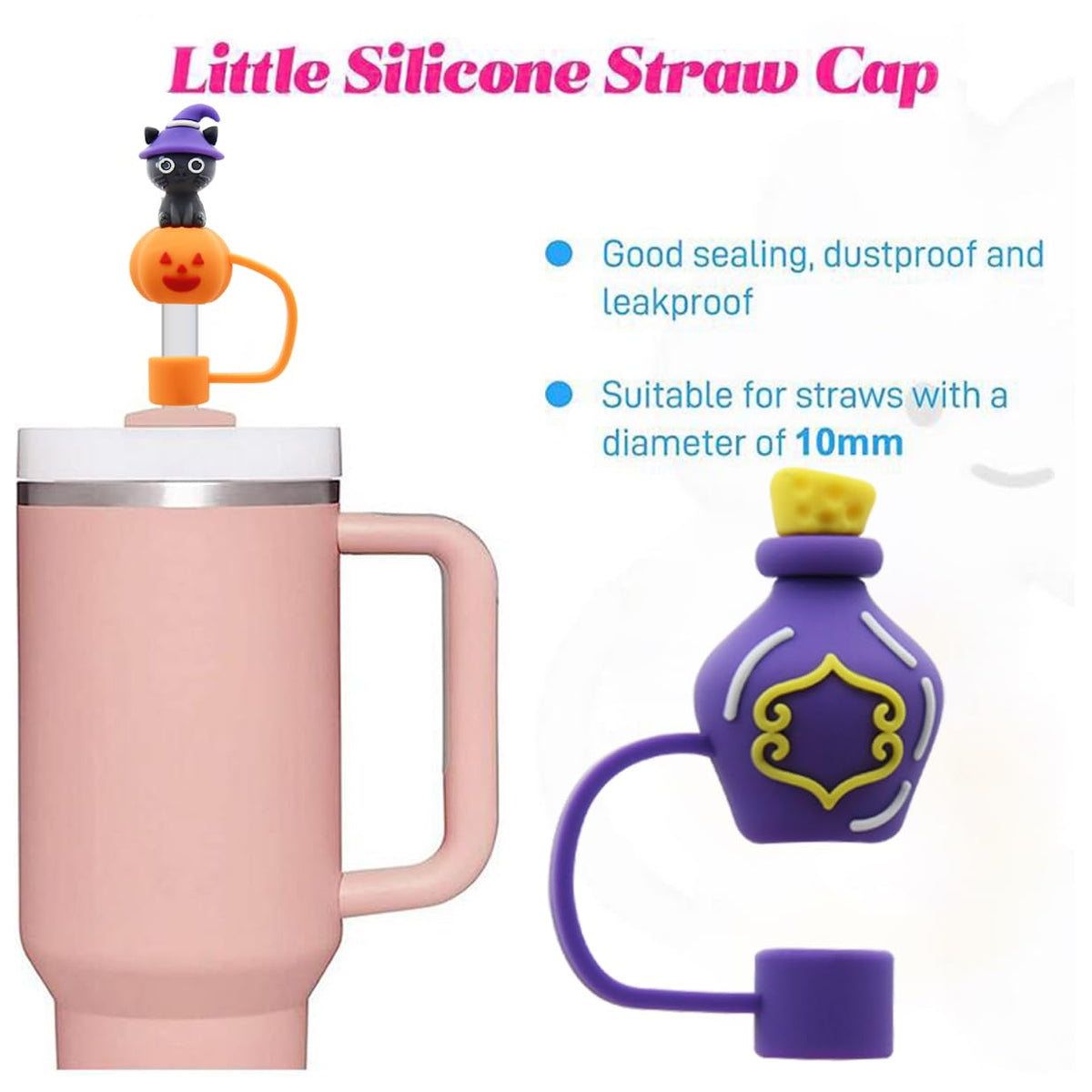 Straw Cover Cap for 30 and 40 Oz Tumbler, 10 mm Reusable Straw Tips Lids W267785