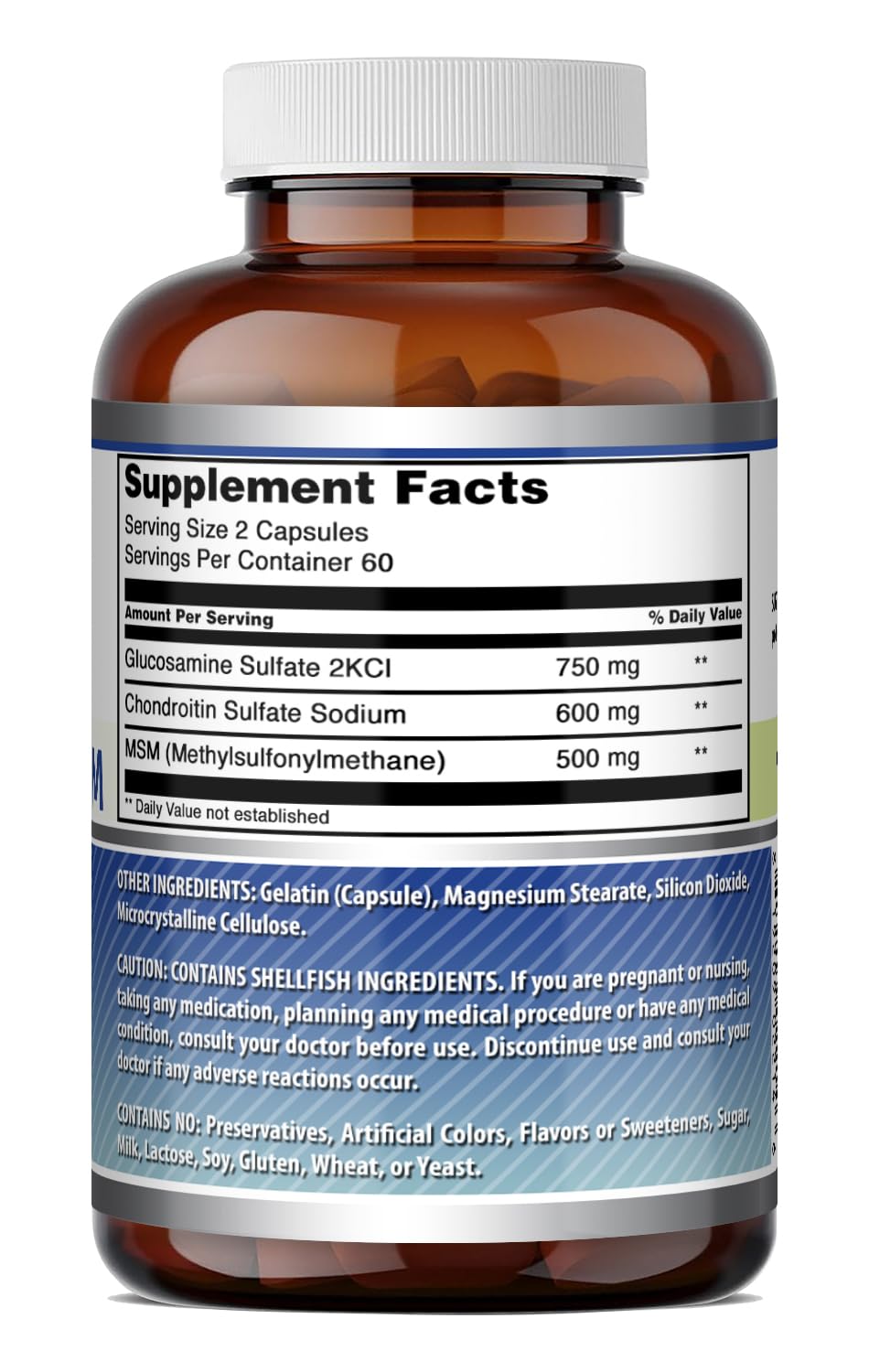 Glucosamine Chondroitin MSM 1850 mg Capsules Supplement C9015