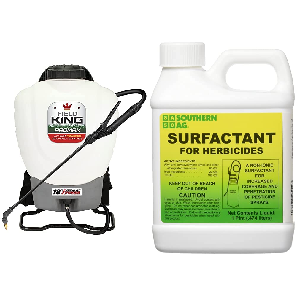 Battery Powered Backpack Sprayer, 4 gal, White & Surfactant for Herbicides Non-Ionic, 16oz M6140