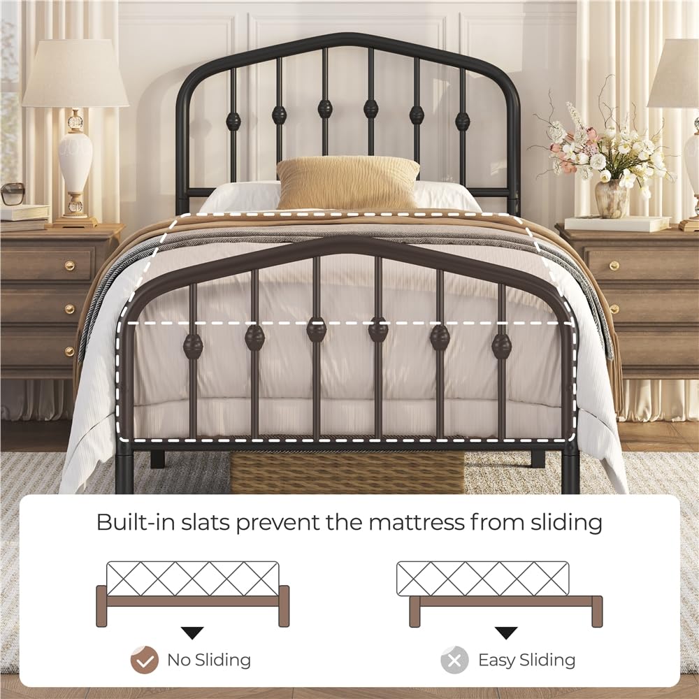 Twin Metal Bed Frame with Victorian Headboard T632