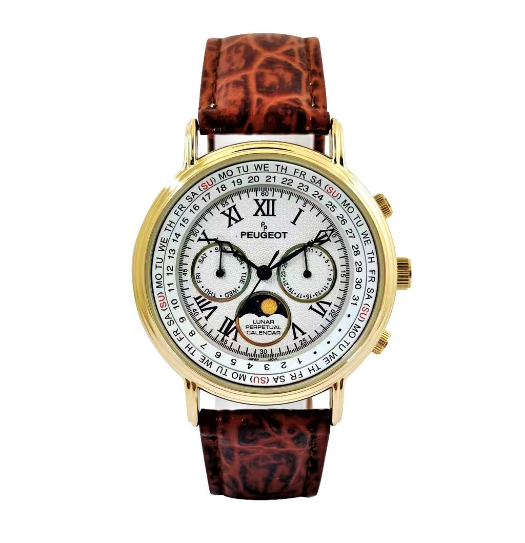 Gold Tone Leather Watch M225