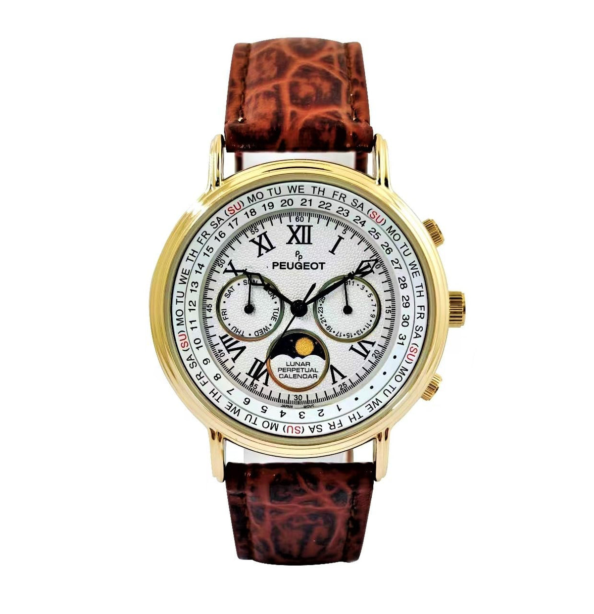 Gold Tone Leather Watch M225