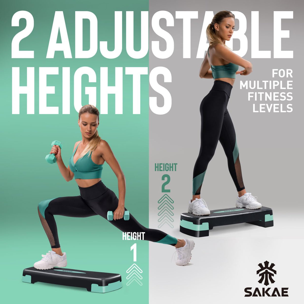 Adjustable Height Aerobic Stepper Set with Dumbbells, Kettlebell, Waist Trimmer, Ankle Weights or Weighted Vest U45683