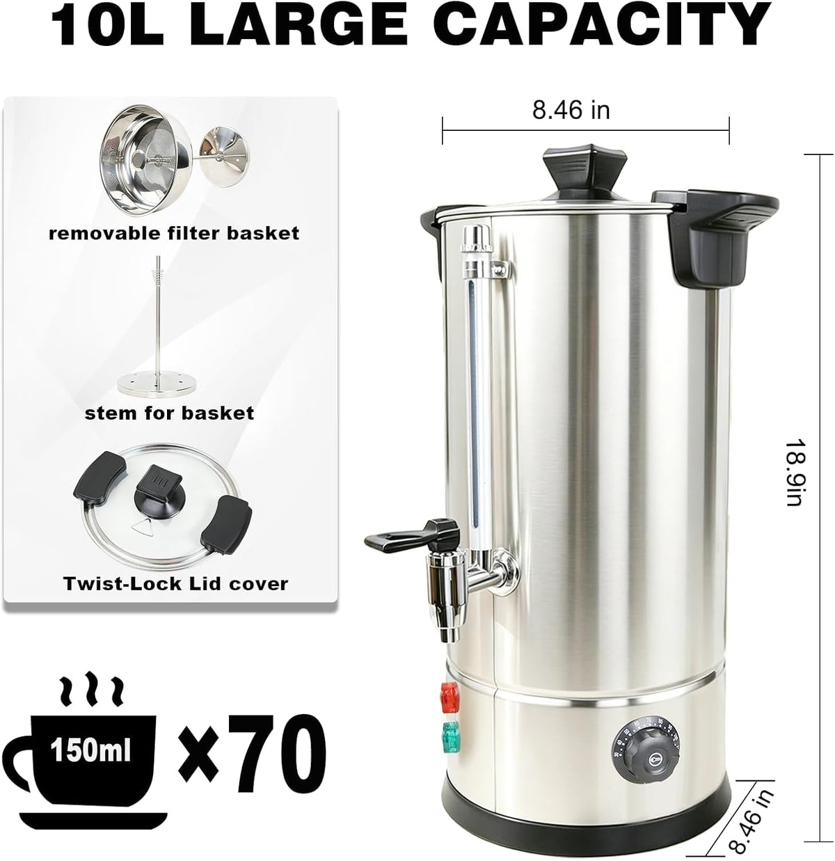70 Cup Stainless Steel Coffee Urn U561516