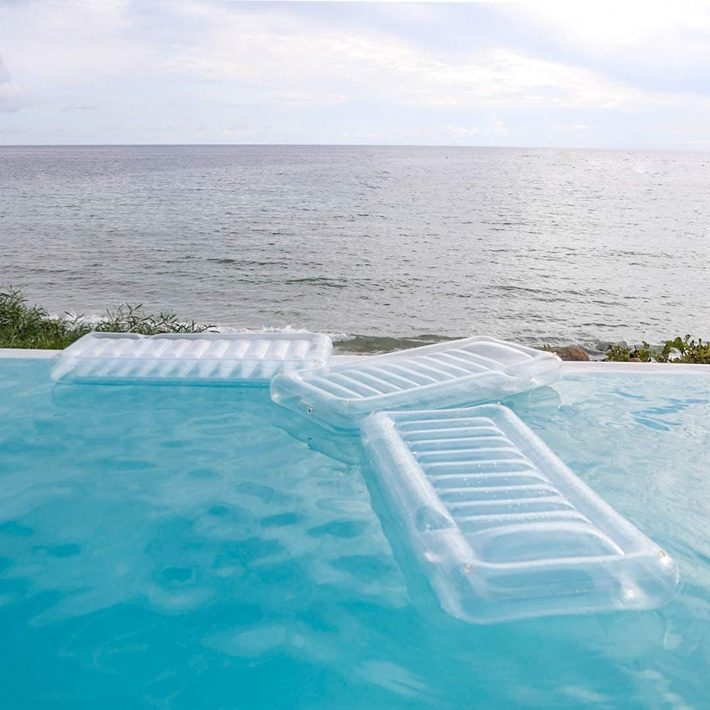 Transparent Inflatable Chaise Pool Float with Cup Holder I12258