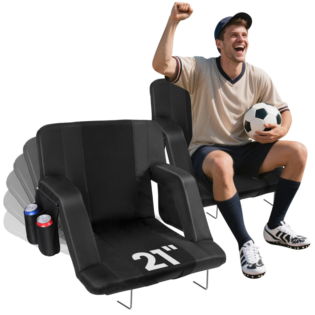 2 Pack Portable Folding Stadium Seats with Back Support and Cushion Z179