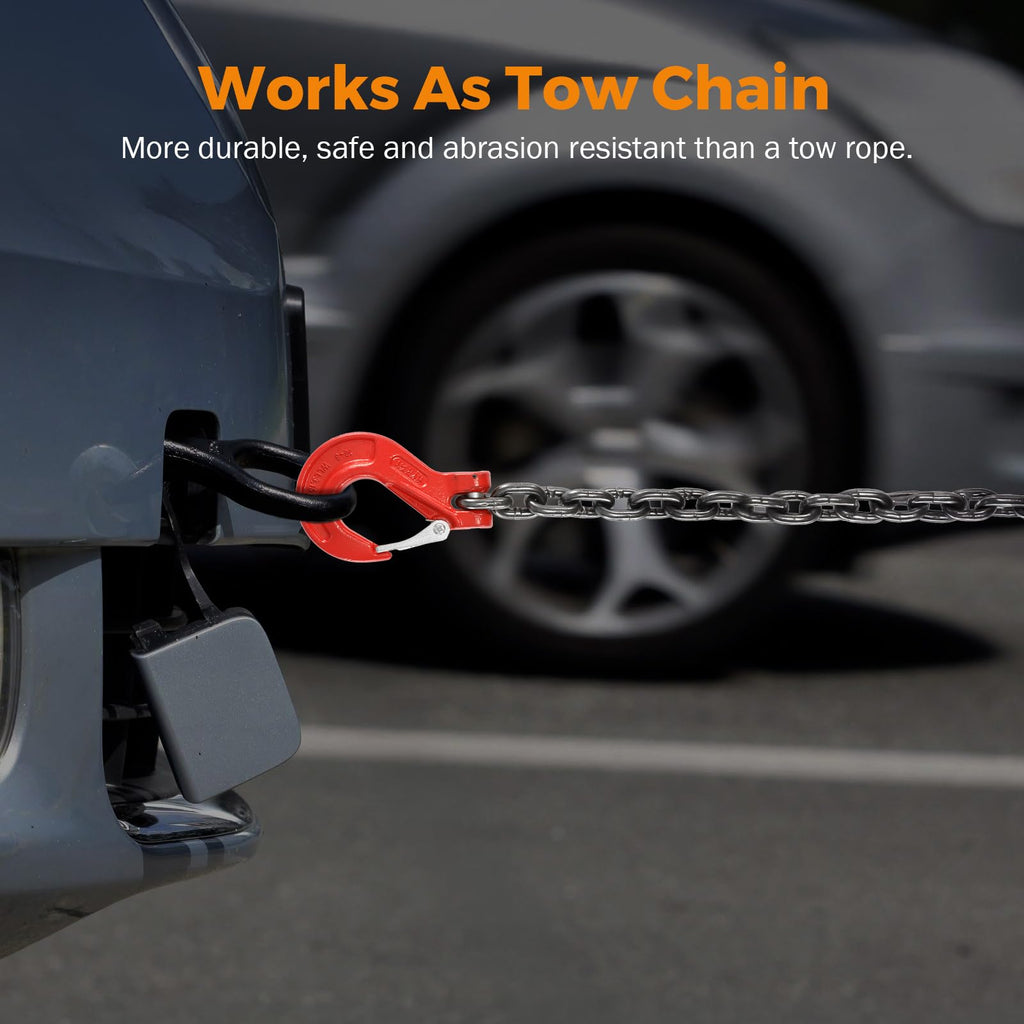 3/8 Inch 10Ft Tow Chain with Double Slip Hooks A76626