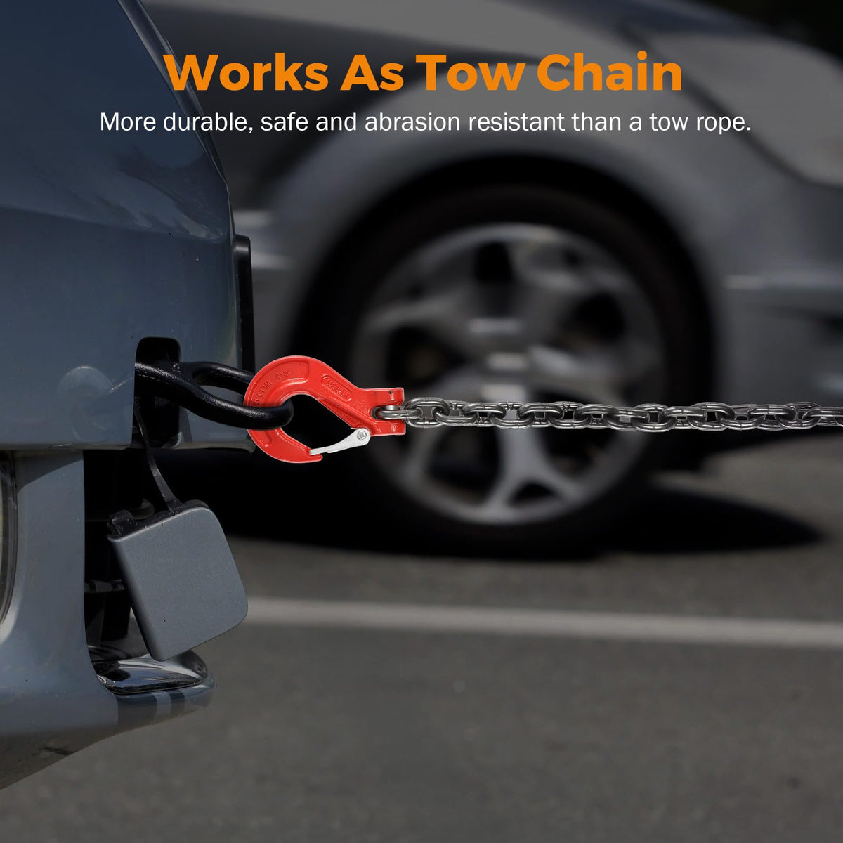 3/8 Inch 10Ft Tow Chain with Double Slip Hooks A76626