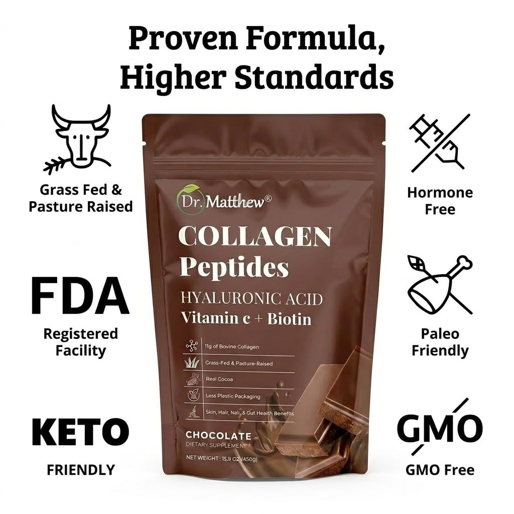 Chocolate Collagen Peptides Powder with Hyaluronic Acid and Vitamin C J75242