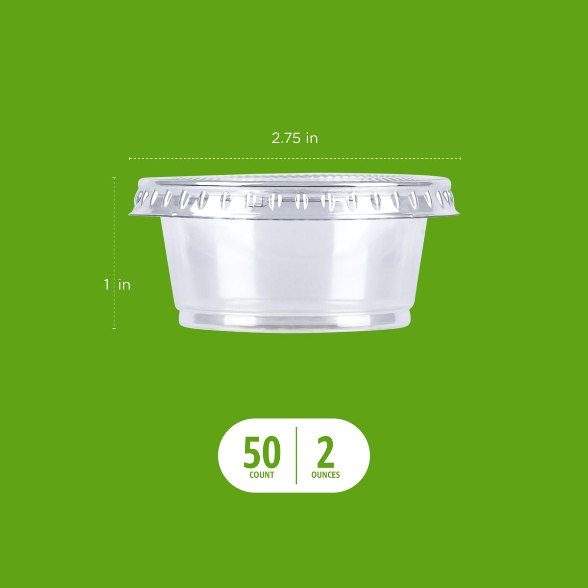 2oz 50 Count BPA Free Disposable Plastic To-Go Cups and Lids X1411