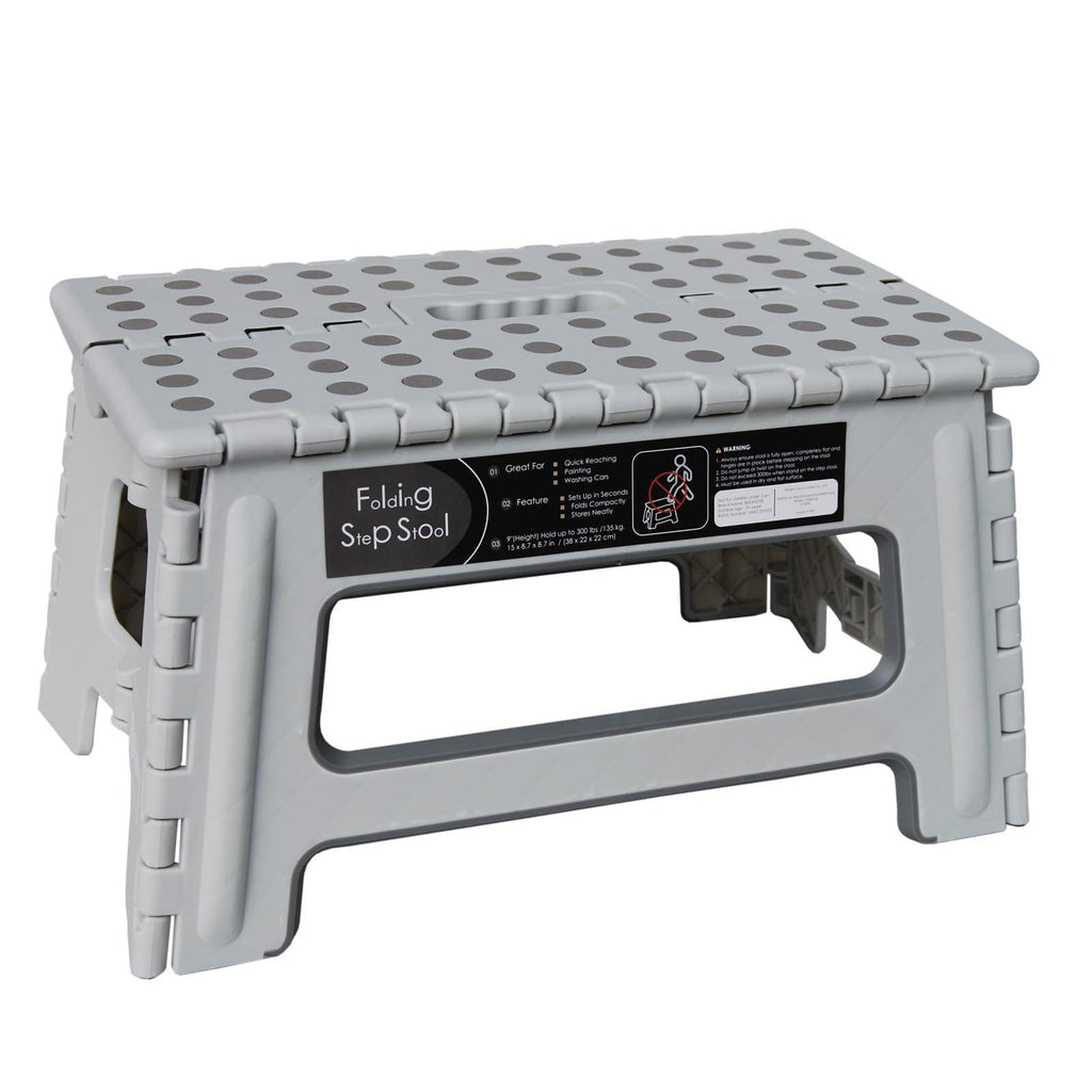 Folding Step Stool 9 Inch Height Gray F813586