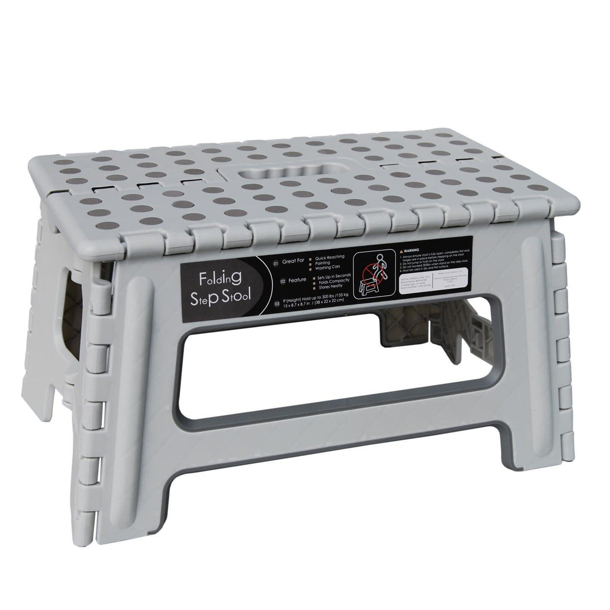 Folding Step Stool 9 Inch Height Gray F813586