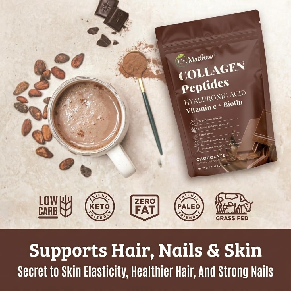 Chocolate Collagen Peptides Powder with Hyaluronic Acid and Vitamin C J75242