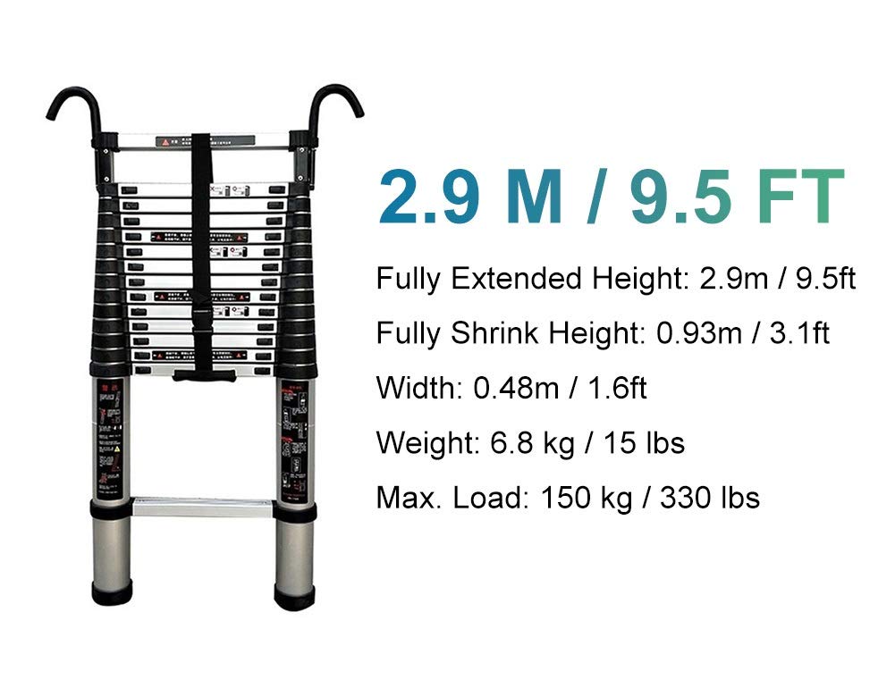 Aluminum Extension Folding Ladder, 330 Pound Capacity B4275