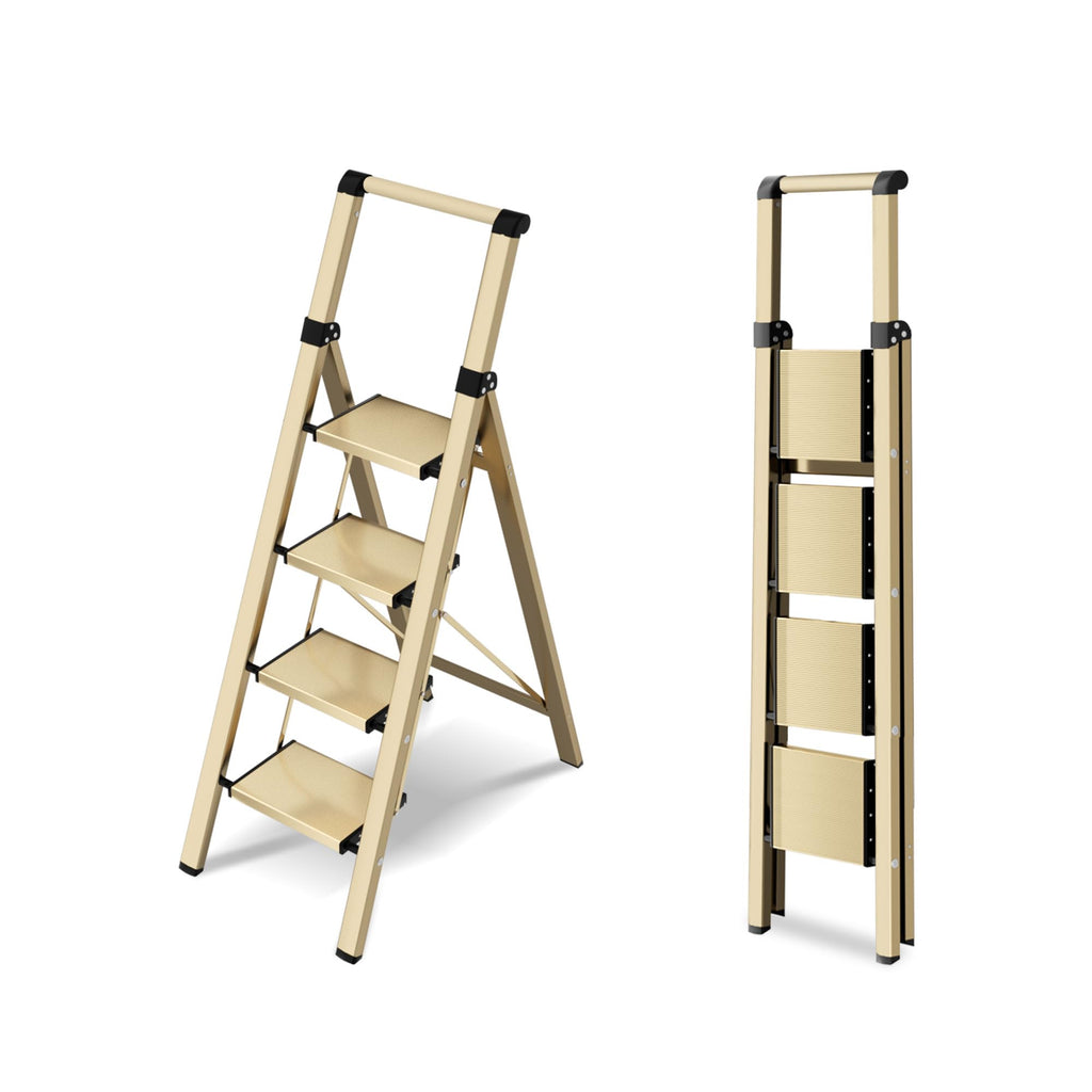 4 Step Lightweight Folding Ladder with Handgrip 330lbs Capacity O292458