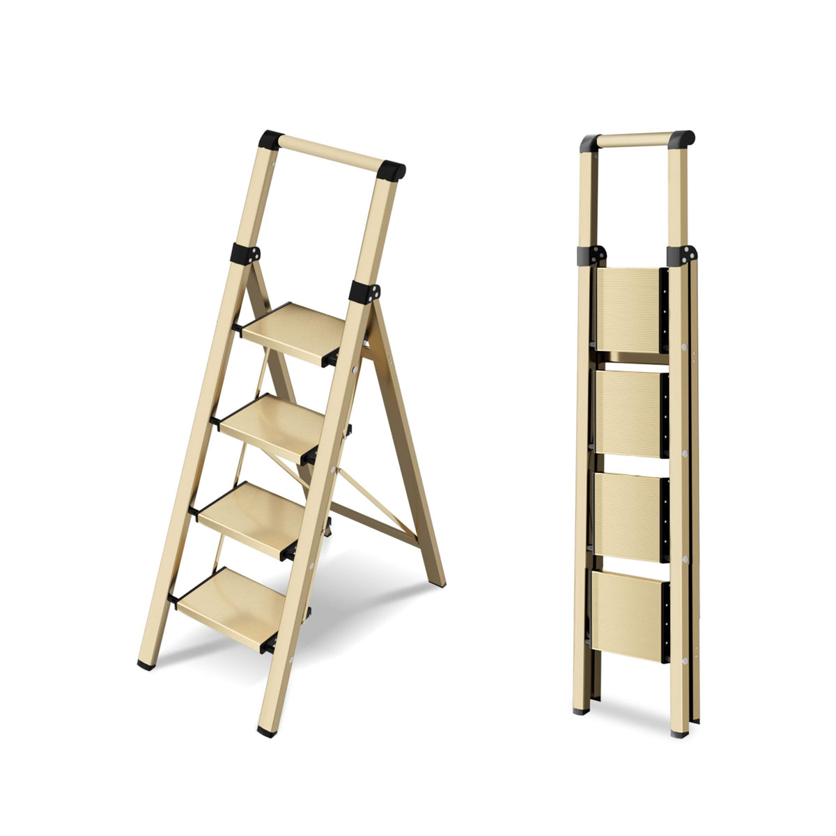 4 Step Lightweight Folding Ladder with Handgrip 330lbs Capacity O292458