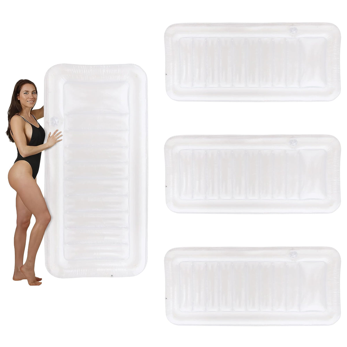 Transparent Inflatable Chaise Pool Float with Cup Holder I12258