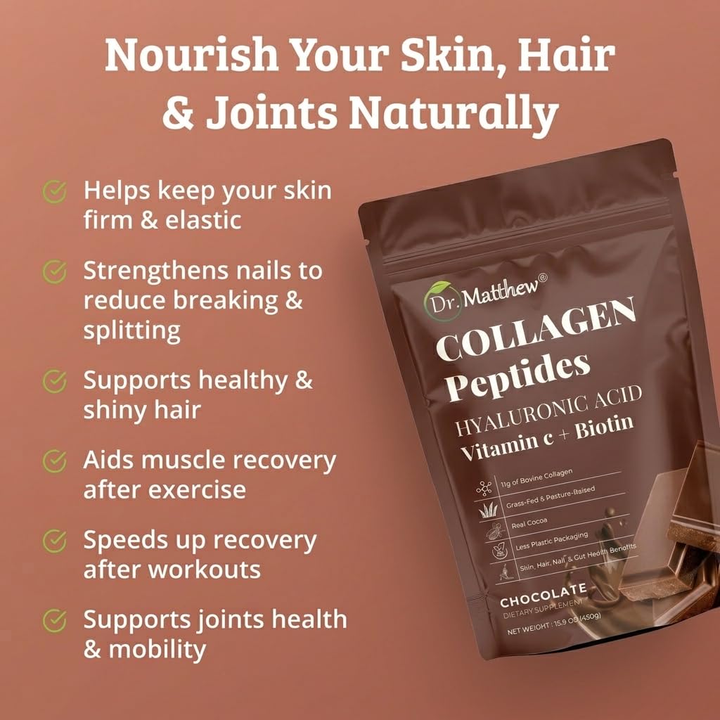 Chocolate Collagen Peptides Powder with Hyaluronic Acid and Vitamin C J75242