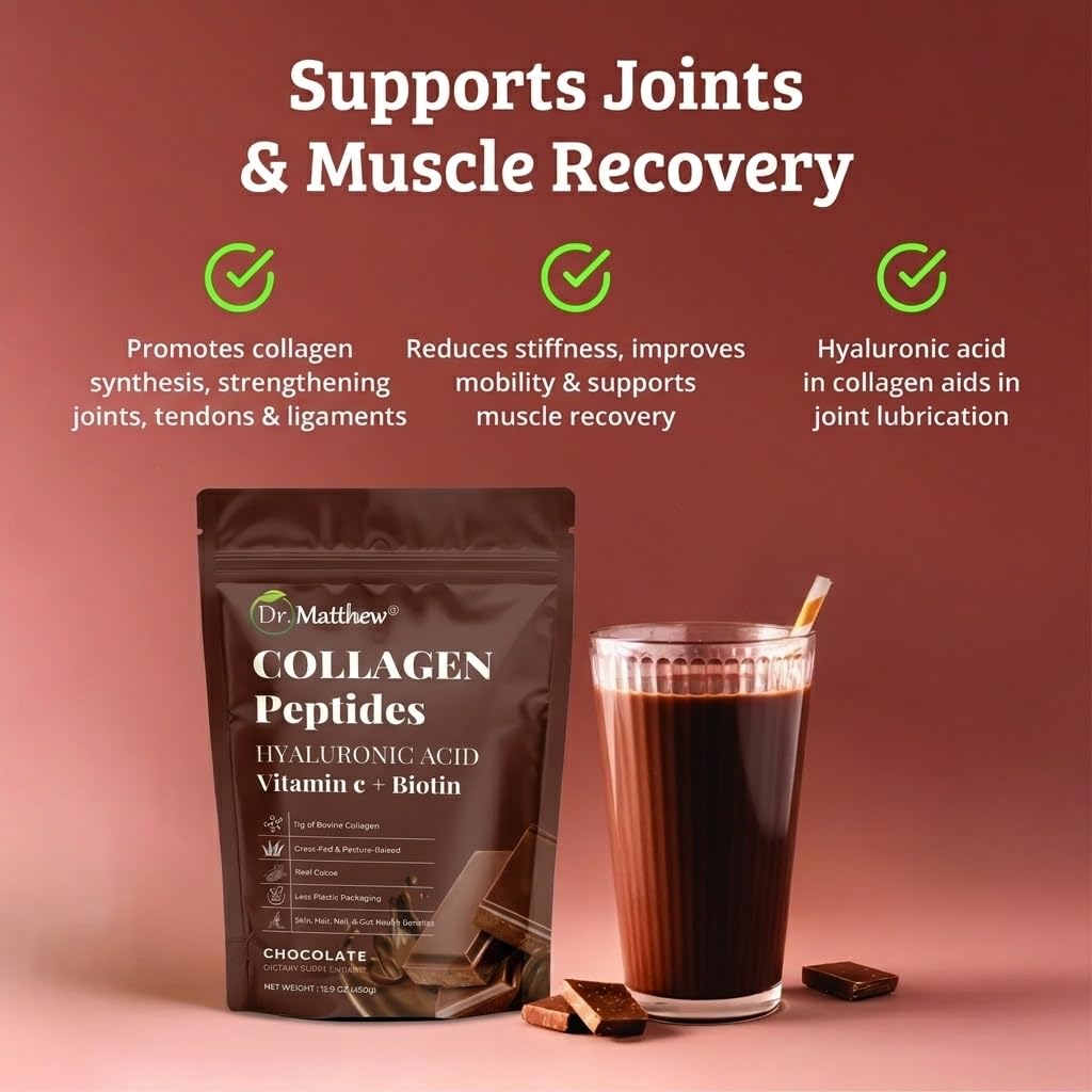Chocolate Collagen Peptides Powder with Hyaluronic Acid and Vitamin C J75242