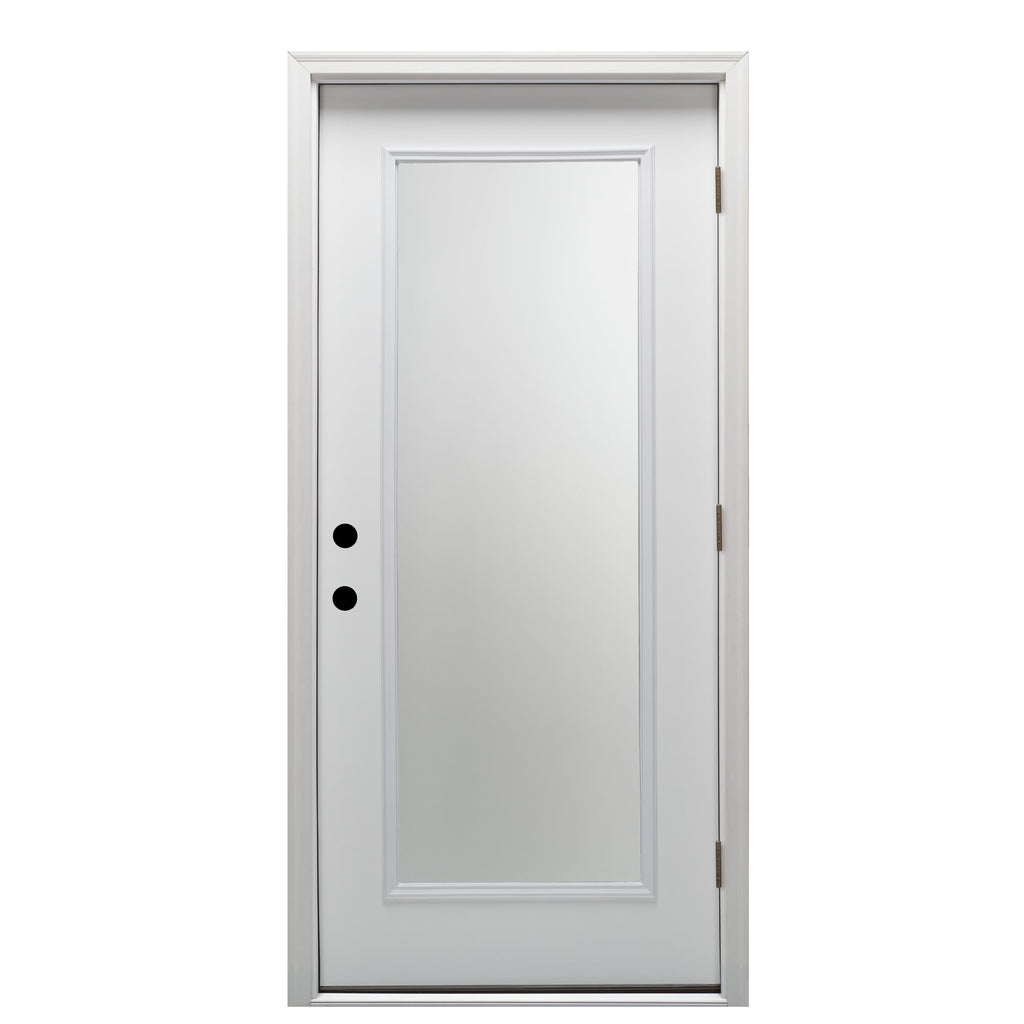 Primed Left Hand Outswing Full Lite Clear Glass Prehung Door A718
