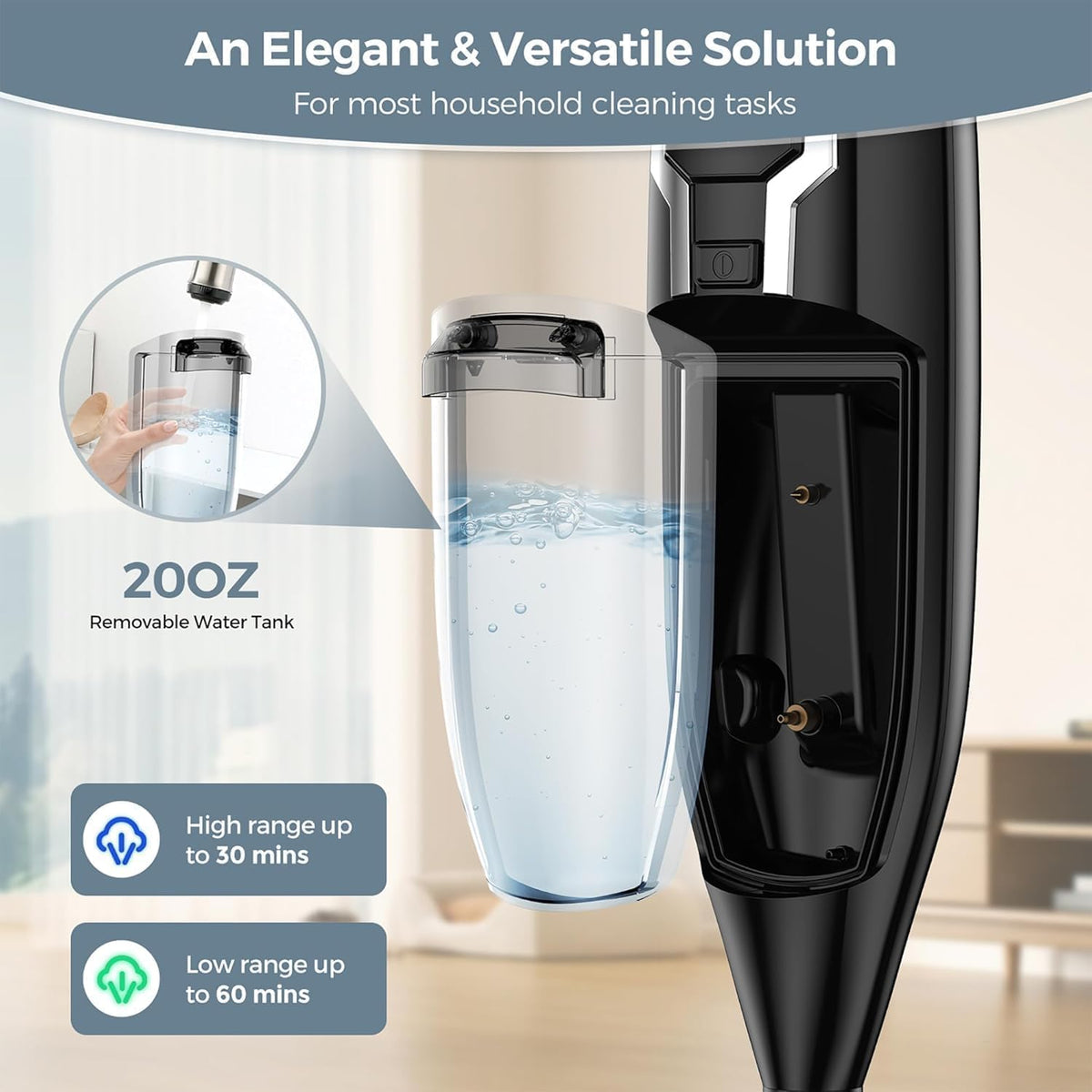 12-in-1 Handheld Steam Mop with 565ML Removable Tank Q158755