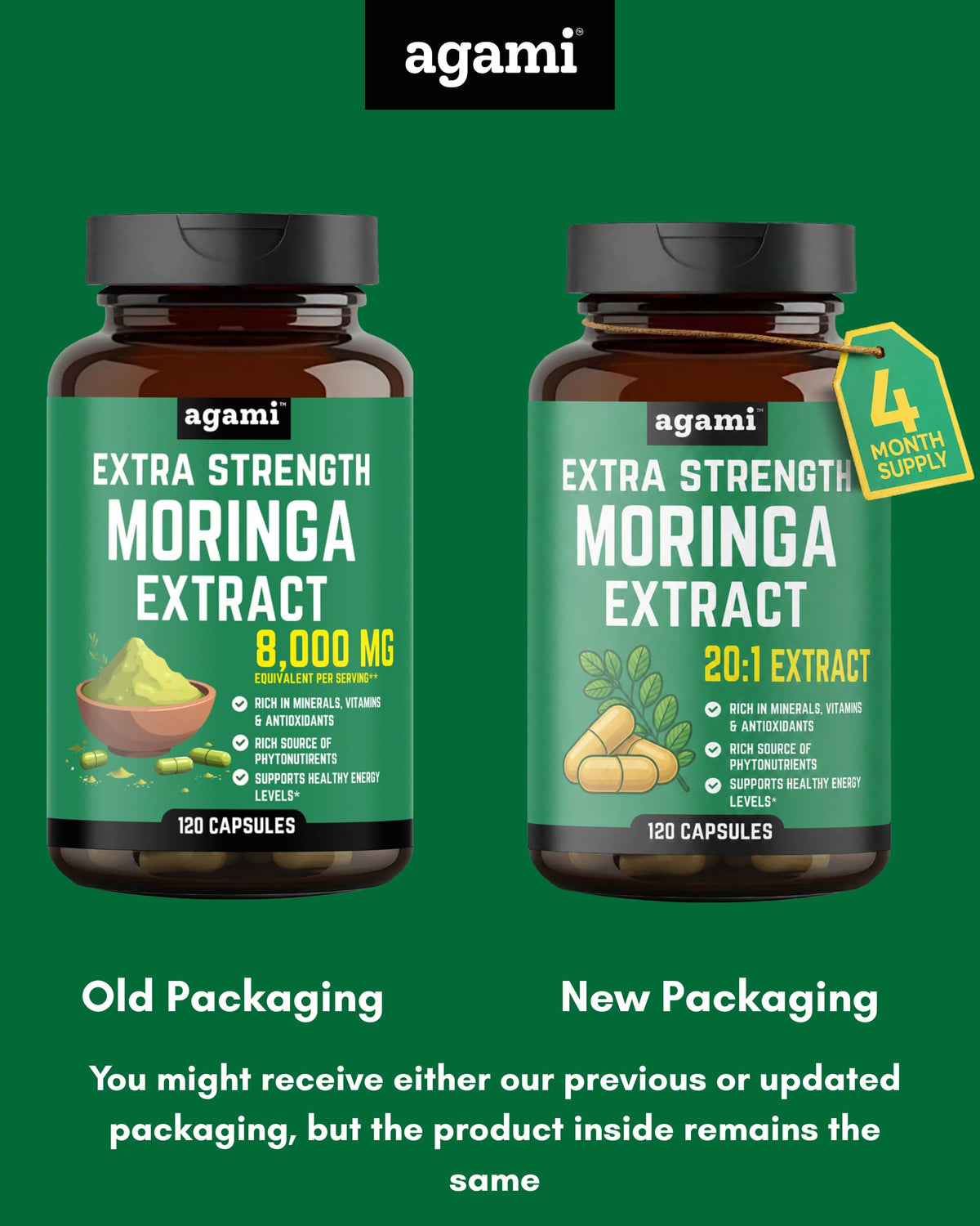 Moringa Capsules 400mg 20:1 Extract 120 Capsules I1157