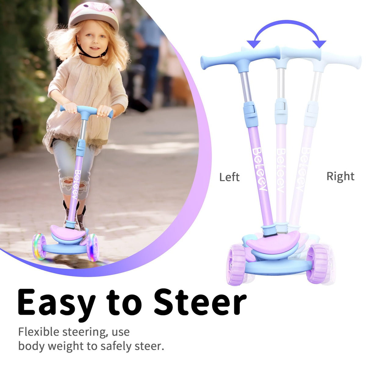 3 Wheel Folding Kick Scooter with LED Light-Up Wheels Z454