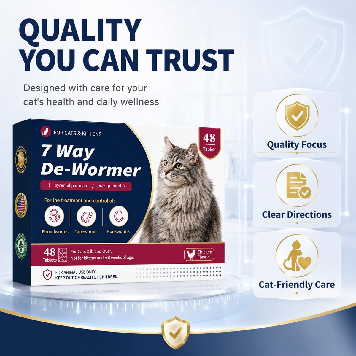 Broad Spectrum Cat & Kitten Dewormer, Chicken Flavor M90063