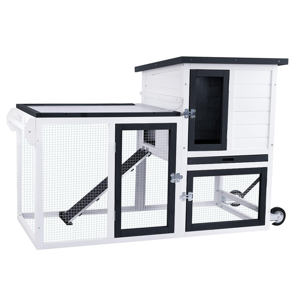 2-Story Rabbit Hutch with Pull-Out Tray & Wheels B267295