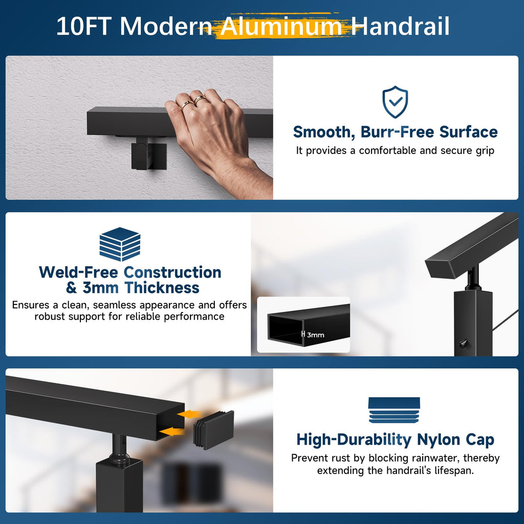 Black Aluminum Handrail 3 Pack D392061