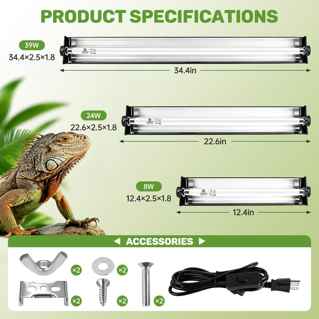 39W 10.0 UVA UVB Reptile Light Fixture J491