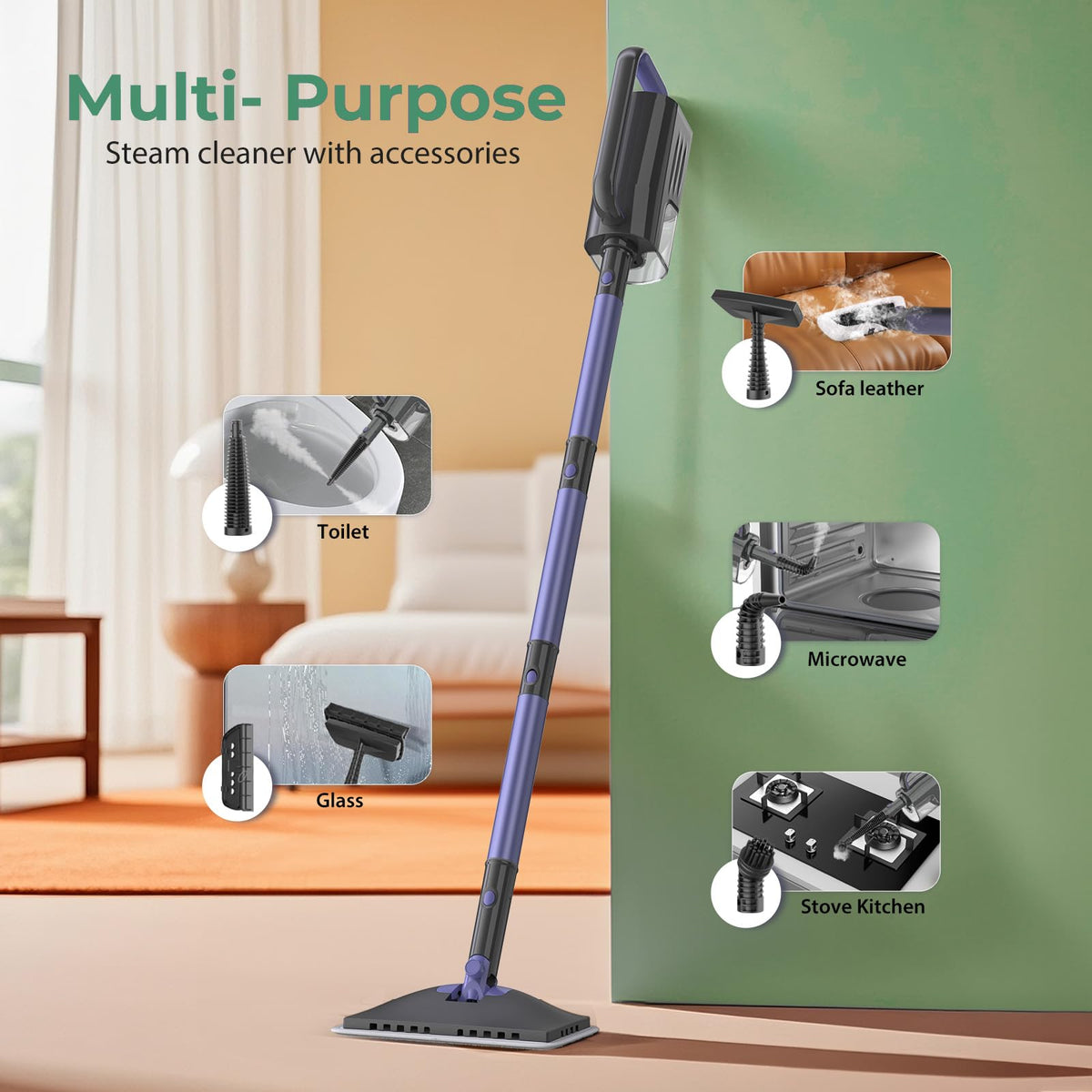Steam Mop with 400ML Water Tank 6-in-1 Accessories U39579