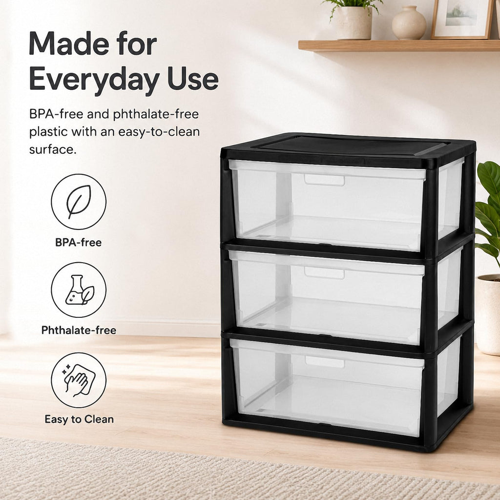 3 Drawer Plastic Storage Cart D9457