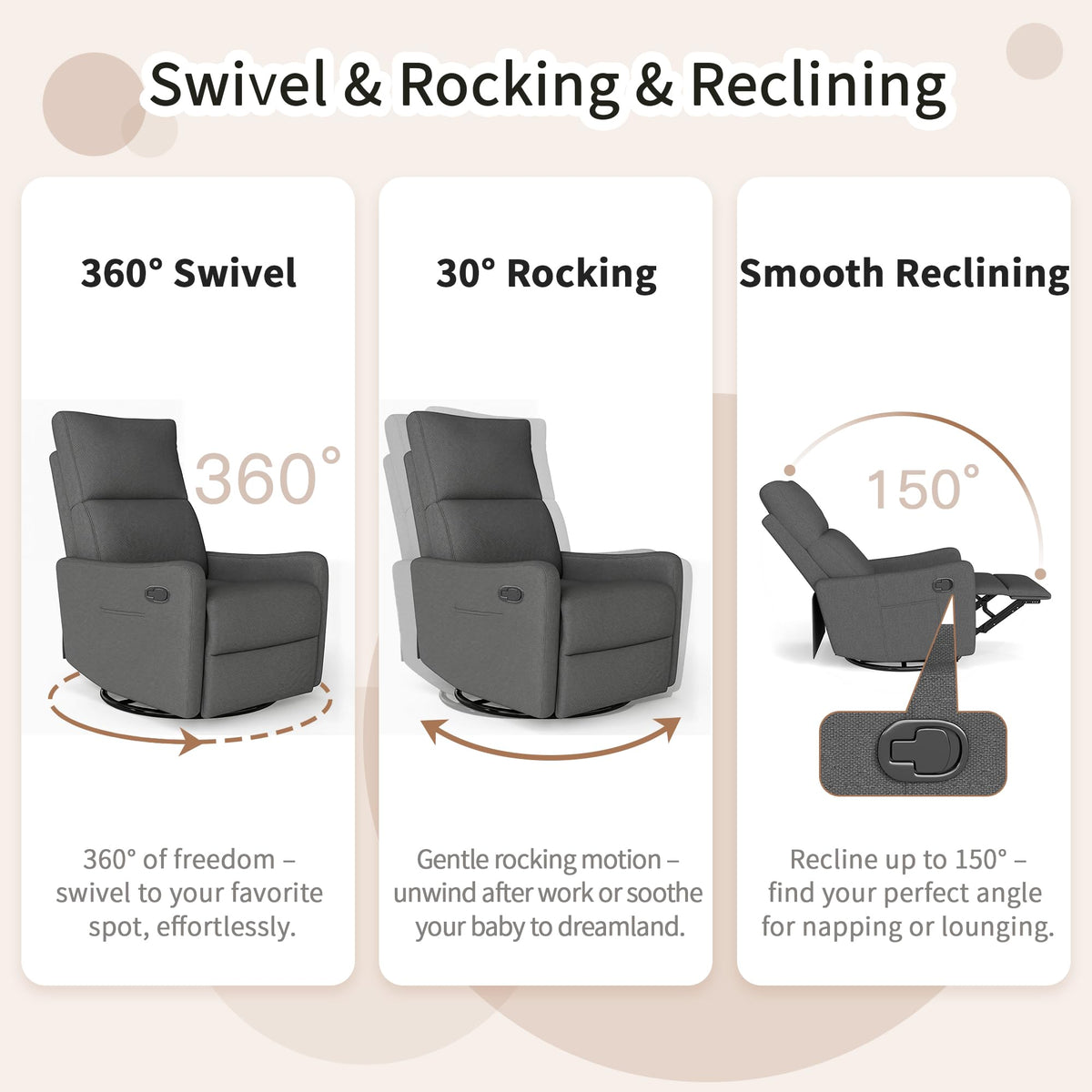 Manual Swivel Rocker Recliner Chair M4285