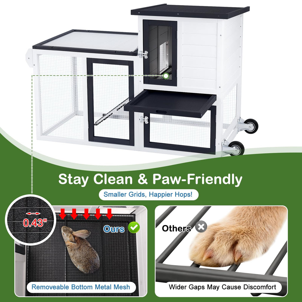 2-Story Rabbit Hutch with Pull-Out Tray & Wheels B267295