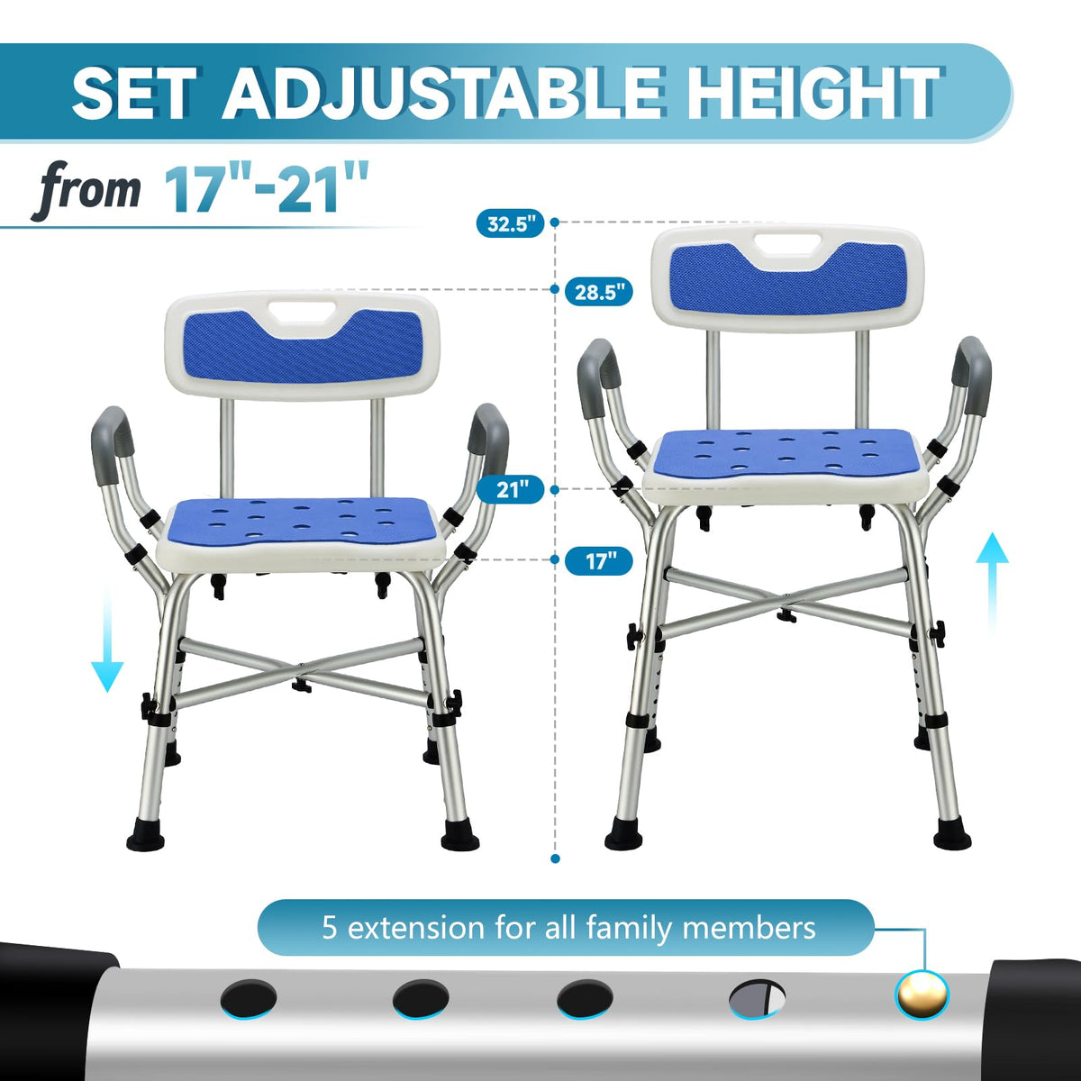 Adjustable Shower Chair with Arms and Back F44335