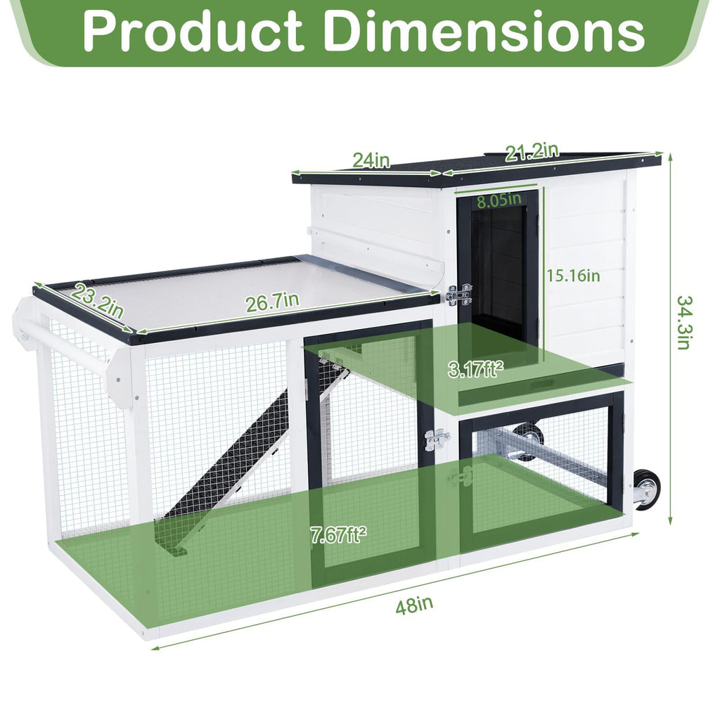 2-Story Rabbit Hutch with Pull-Out Tray & Wheels B267295