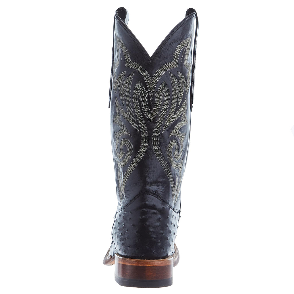 Black Ostrich Square Toe Cowboy Boot V65937