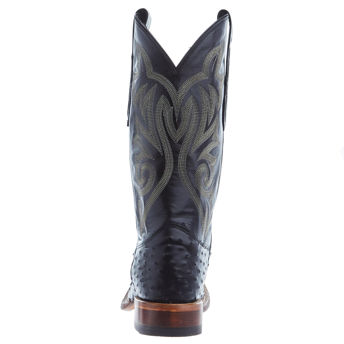 Black Ostrich Square Toe Cowboy Boot V65937
