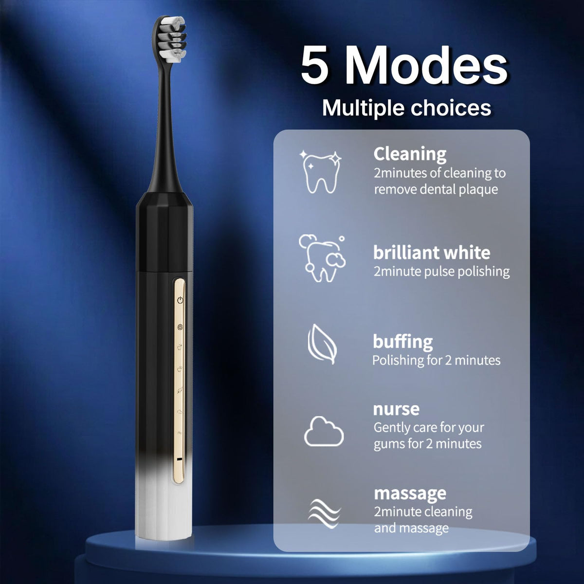 Black White Electric Toothbrush with 10 Brush Heads H972540